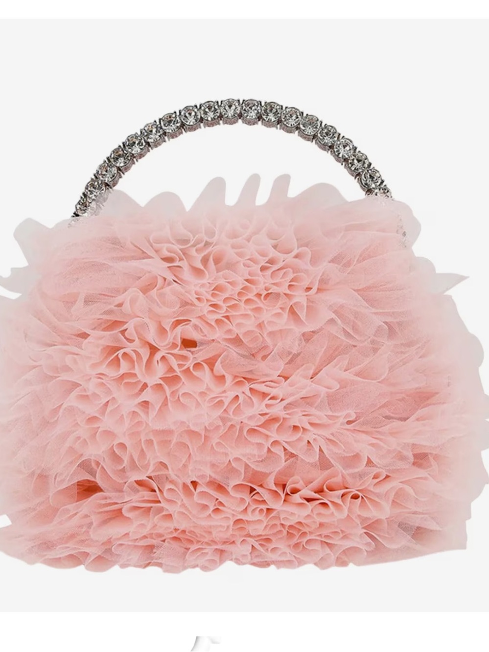 NWT Badgley Mischka Jewel Jazzie Layered Tulle Clutch with Rhinestone Handle - Picture 2 of 5